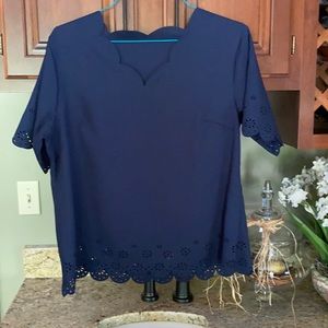 Shein polyester top with scalloped hem